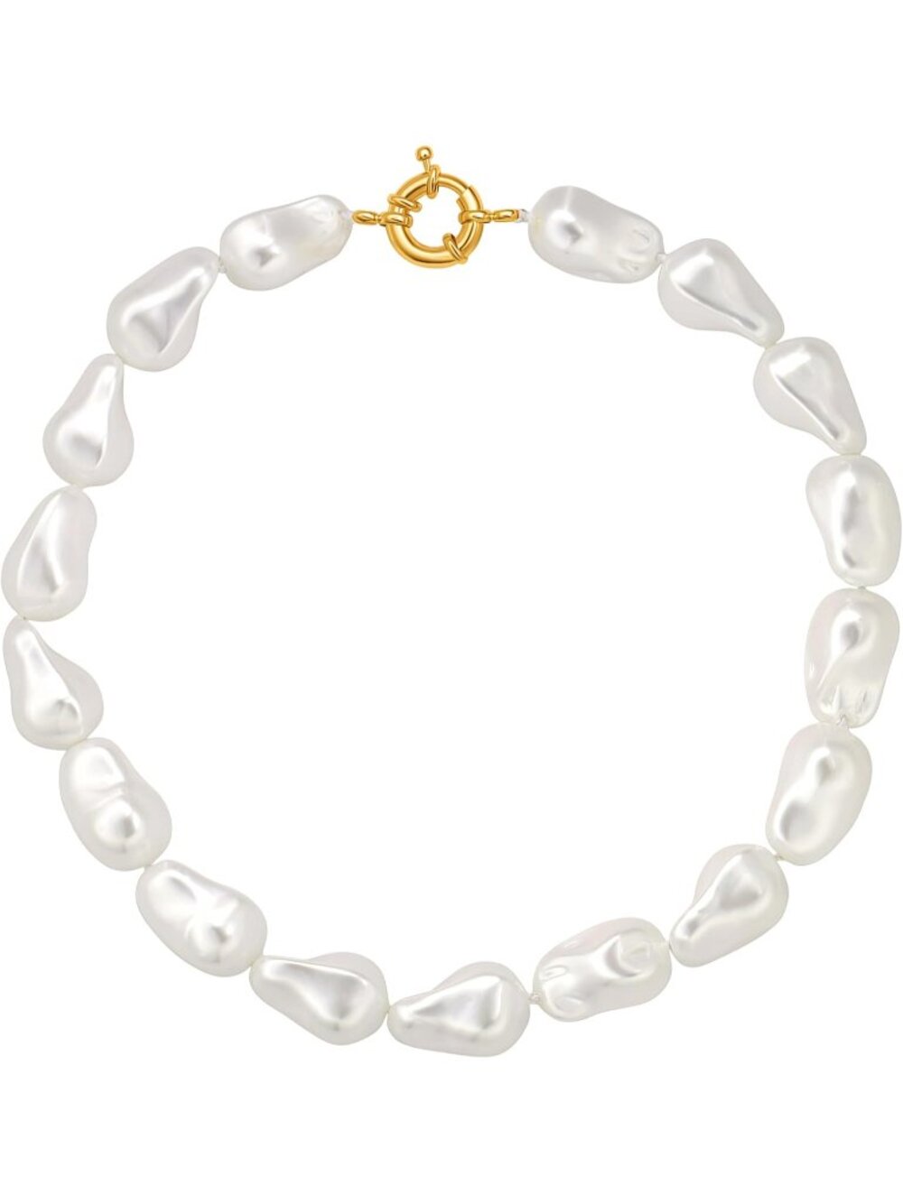 Women's White Baroque Beaded Choker Single Strand Stone Nugget Necklace Gift